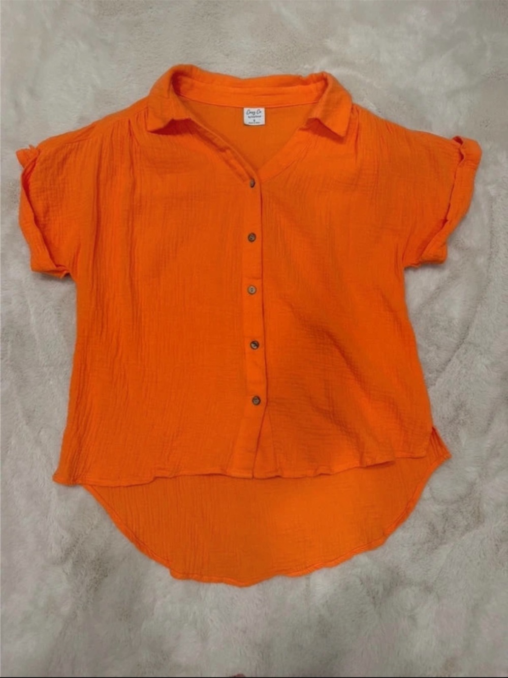 Casual Corner Bright Orange Button-Down Shirt